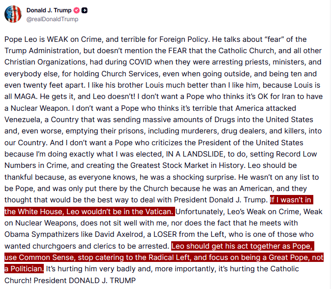 Trump arremete contra el Papa León XIV: una confusión lamentable entre política y autoridad espiritual Trump,Papa Leon XIV